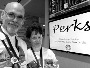 Doug and I at the coffee shop in the hotel after the "Walk to Remember."